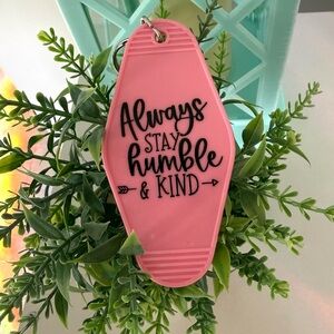 Hand Crafted vintage-style motel keychain pink motivational text gift idea
